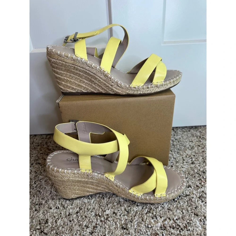 Charles/Charles David Yellow Sunshine Espadrille Wedge Sandals 9.5M‎ Worn Once